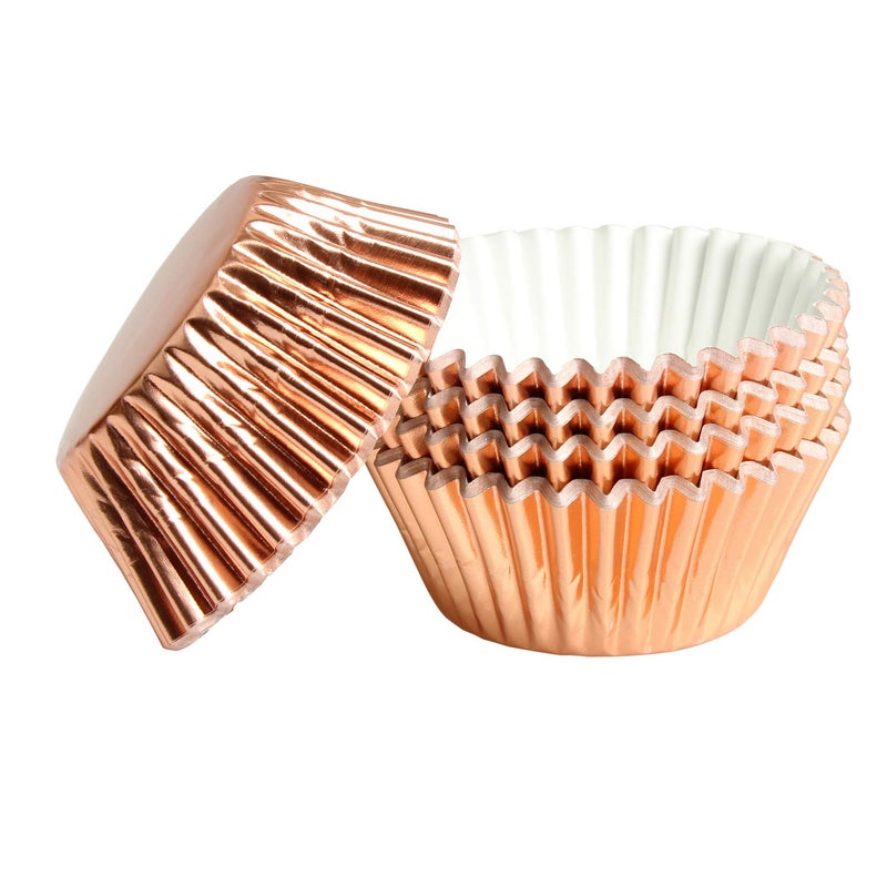 MEETINGU Rose Gold Foil Muffin Cupcake Liners case Baking Cups,Foil Cupcake Liners Standard Baking Cups Pack of 100 - Image 4